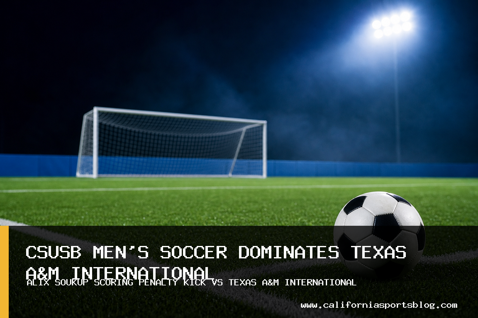 California State University San Bernardino Men's Soccer Wins 4-0 Against Texas A&M International with Soukup Opening Scoring featured image