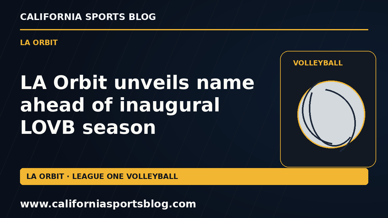 LA Orbit unveils name ahead of inaugural LOVB season — full headline graphic tagged www.californiasportsblog.com; no players depicted.