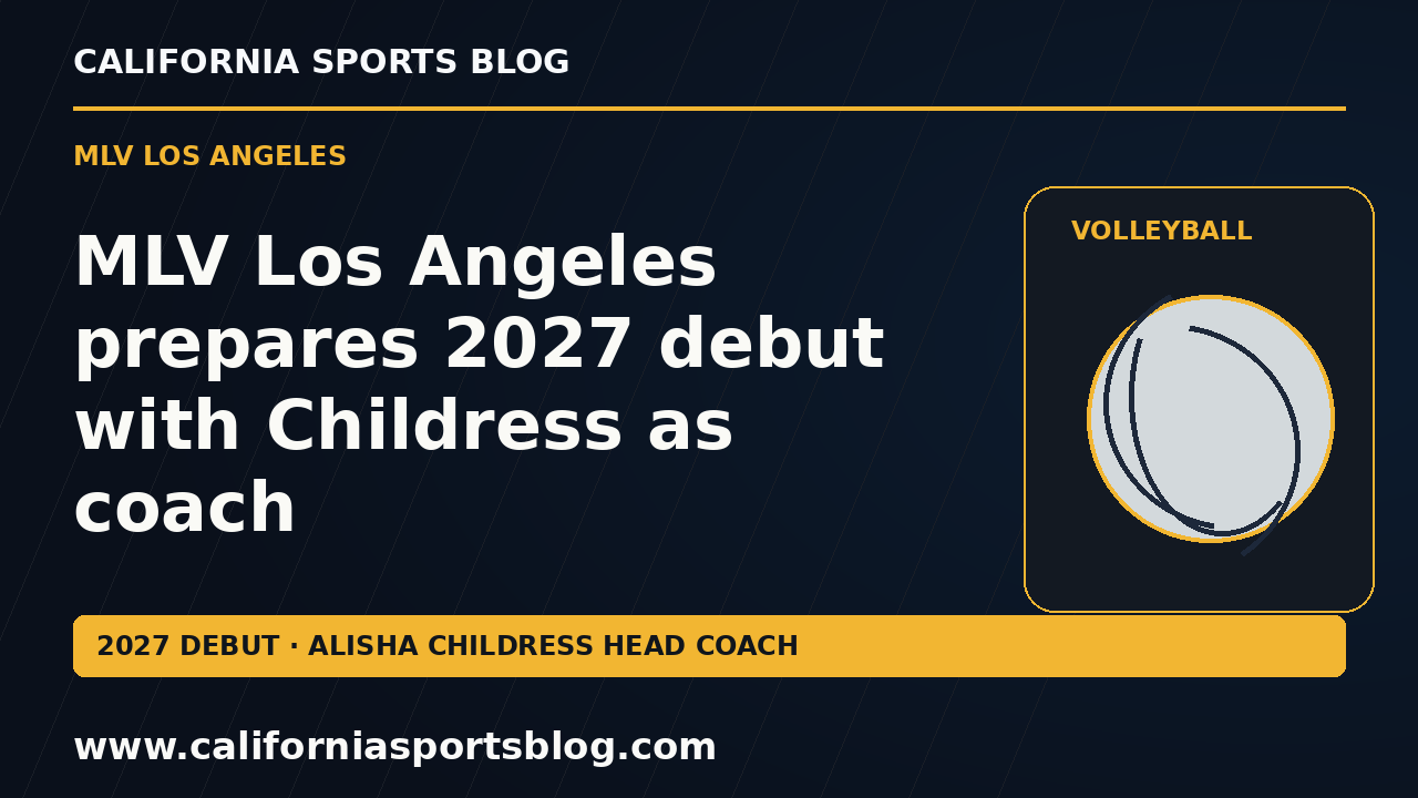 MLV Los Angeles prepares 2027 debut with Childress as coach — full headline graphic tagged www.californiasportsblog.com; no players depicted.